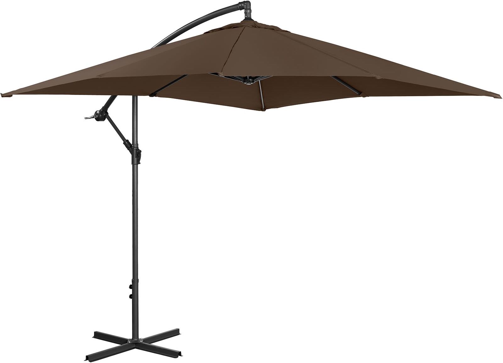 Uniprodo Boční slunečník - hnědý - čtvercový - 250 x 250 cm - s náklonem UNI_UMBRELLA_SQ250BR