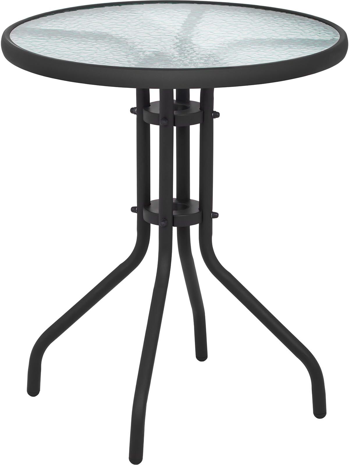 Uniprodo Zahradní stůl kulatý - Ø 60 cm - se skleněnou deskou - černý UNI_TABLE_01