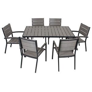 Garden Pleasure Sitzgruppe Olivia, schwarz Kunststoff, Metall, 7-teilig