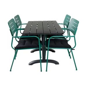 ebuy24 Denver Gartenset Tisch 70x120cm und 4 Stühle Nicke grün, schwarz.