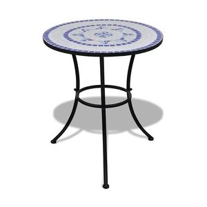 vidaXL Bistrotisch Blau und Weiß 60 cm Mosaik