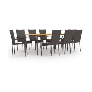 vidaXL 9-tlg. Garten-Essgruppe Poly Rattan Braun