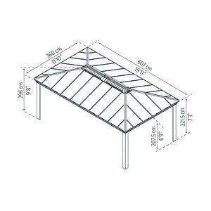 Canopia Pavillon Dallas 6100 6,12 x 3,64 m, grau