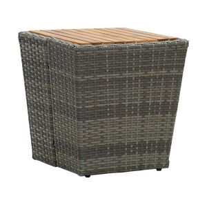 vidaXL Beistelltisch Grau 41,5×41,5×43 cm Poly Rattan & Massivholz