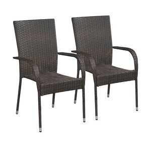 vidaXL Stapelbare Gartenstühle 2 Stk. Poly Rattan Braun