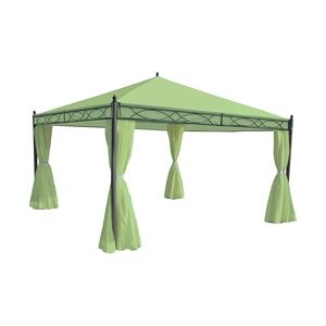 Mendler Pergola Cadiz, Garten Pavillon, stabiles 7cm-Gestell mit Seitenwand ~ grün 4x4m