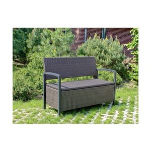 Garden Pleasure Gartenbank Truhenbank FERRARA Aluminium und Polygeflecht Coffee