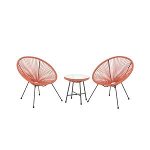 SVITA BALI Balkon Möbel Set Lounge Garnitur Relax Egg-Chair Flecht-Design Terracotta Orange