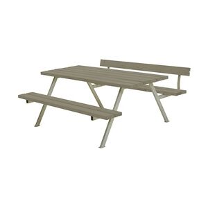 Plus Picknicktisch Alpha Stahl-Holz 177 x 173 x 73 cm graubraun mit Rückenlehne