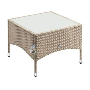 CASARIA® Polyrattan Beistelltisch 58x58x42cm Beige Grau