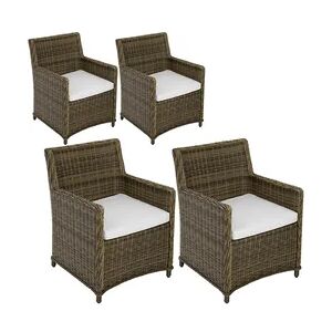 tectake 4er Set Rattanstuhl Saint Tropez mit Aluminiumgestell 60,5 x 60,5 x 85 cm