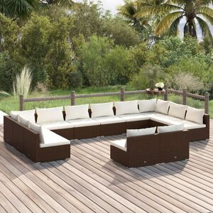 12-tlg. Garten-Lounge-Set, Gartenmöbel, Sitzgruppe Gartenset mit Kissen Braun Poly Rattan LLOAQ538911 MaisonChic