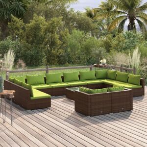 Maisonchic - 13-tlg. Garten-Lounge-Set, Gartenmöbel, Sitzgruppe Gartenset mit Kissen Braun Poly Rattan LLOAQ698789