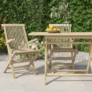 Maisonchic - 2 Stk. Gartenstühle 2 Stk. Klappbar, Gartensessel, Gartengarnitur, Balkonstühle Grau 56x61x89 cm Massivholz Teak LLOAQ330204