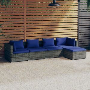 Maisonchic - 5-tlg. Garten-Lounge-Set, Gartenmöbel, Sitzgruppe Gartenset mit Kissen Poly Rattan Grau LLOAQ642367