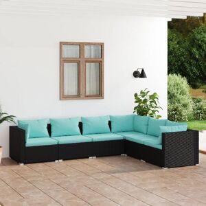 Maisonchic - 6-tlg. Garten-Lounge-Set Gartenmöbel-Set Terrassen-Sitzgruppe mit Kissen Poly Rattan Schwarz ZDEH61072