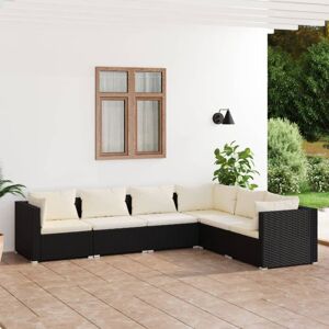 Maisonchic - 6-tlg. Garten-Lounge-Set, Gartenmöbel, Sitzgruppe Gartenset mit Kissen Poly Rattan Schwarz LLOAQ801995