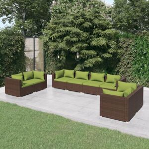Maisonchic - 8-tlg. Garten-Lounge-Set, Gartenmöbel, Sitzgruppe Gartenset mit Kissen Poly Rattan Braun LLOAQ108077
