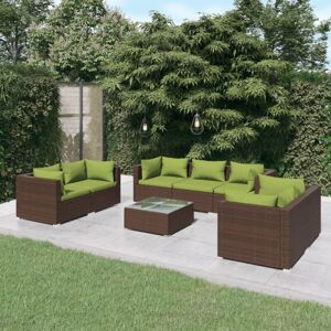 Maisonchic - 8-tlg. Garten-Lounge-Set, Gartenmöbel, Sitzgruppe Gartenset mit Kissen Poly Rattan Braun LLOAQ200809