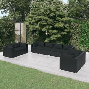 8-tlg. Garten-Lounge-Set, Gartenmöbel, Sitzgruppe Gartenset mit Kissen Poly Rattan Schwarz LLOAQ358638 Maisonchic