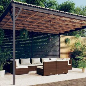 9-tlg. Garten-Lounge-Set Gartenmöbel-Set Terrassen-Sitzgruppe mit Kissen Braun Poly Rattan ZDEH20350 MaisonChic