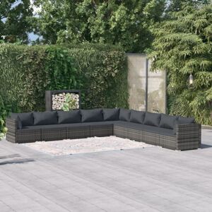 Maisonchic - 9-tlg. Garten-Lounge-Set Gartenmöbel-Set Terrassen-Sitzgruppe mit Kissen Poly Rattan Grau ZDEH31710