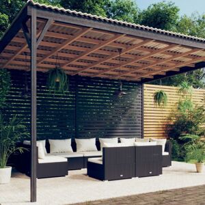 9-tlg. Garten-Lounge-Set Gartenmöbel-Set Terrassen-Sitzgruppe mit Kissen Schwarz Poly Rattan ZDEH71678 Maisonchic