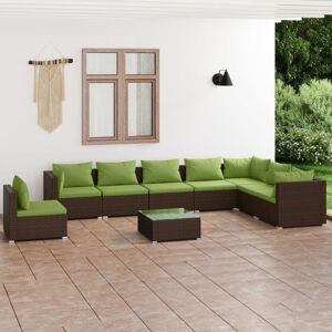 Maisonchic - 9-tlg. Garten-Lounge-Set, Gartenmöbel, Sitzgruppe Gartenset mit Kissen Poly Rattan Braun LLOAQ853679