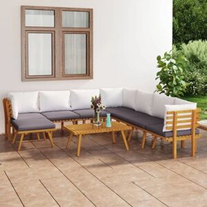 9-tlg. Sitzgruppe Gartenmöbel Set - Garten-Lounge-Set mit Kissen Massivholz Akazie BV741810 - BonneVie