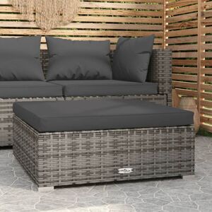 Garten-Fußhocker mit Kissen,Fußschemel,Sitzhocker,Outdoor-Fußhocker Grau 70x70x30 cm Poly Rattan CIW70457 Maisonchic