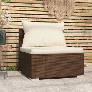 Garten-Mittelsofa mit Kissen,Gartensofa, Loungesofa,Gartenbank Braun Poly Rattan VMEC331560 Maisonchic