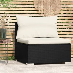 Garten-Mittelsofa mit Kissen,Gartensofa, Loungesofa,Gartenbank Schwarz Poly Rattan VMEC736773 Maisonchic