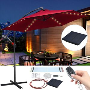 3m Sonnenschirm Gartenschirm mit led Solar Ampelschirm Pavillon Kurbelsonnenschirm Alu Rot - Rot - Tolletour