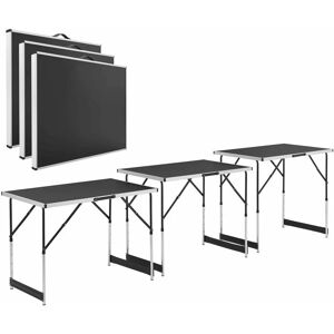 Multifunktionstisch 3 teilig - klappbar, höhenverstellbar - Alu Klapptisch 100x60 cm - Flohmarkt, Tapeziertisch, Campingtisch - Tisch Schwarz - Juskys