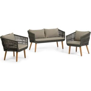 Kave Home - Set Inti 2-Sitzer Sofa und 2 Stühle mit grünem Seil FSC 100%