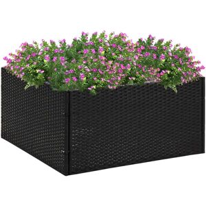 Pflanzkübel,Blumenkasten,Pflanzkasten Schwarz 80x80x40 cm Poly Rattan VMEC504034 Maisonchic