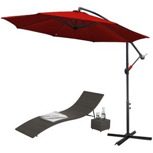 3m Sonnenschirm UV40+ Camping Pendelschirm Pavillon Gartenschirm -Rot - Rot - Tolletour