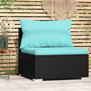 Garten-Mittelsofa mit Kissen,Gartensofa, Loungesofa,Gartenbank Schwarz Poly Rattan VMEC471538 Maisonchic