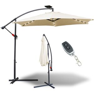 Sonnenschirm mit led Beleuchtung Ampelschirm 350cm- Sonnenschutz. Gartenschirm - Beige - Beige - Tolletour