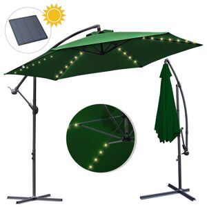 Sonnenschirm Grün led Solar Ø350cm Ampelschirm Gartenschirm Marktschirm Kurbel Balkon Alu Neigbar - Grün - Vingo