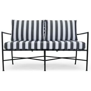 NV GALLERY Outdoor 2-Sitzer Sofa BEL AIR - Outdoor 2-Sitzer Sofa, Stoff in Schwarz-Weiß & schwarzes Metall, B145 - Weiß / Schwarz