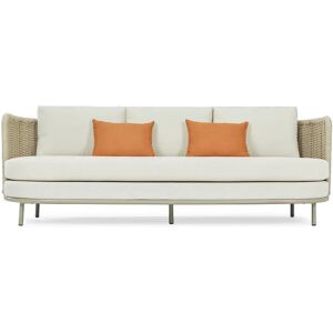 NV GALLERY Outdoor Sofa FLORENTINO - Outdoor 3-Sitzer Sofa, Stoff in Cremeweiß & Metall in Taupe, B220 - Weiß / Terracotta / Taupe