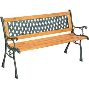 Tectake Gartenbank Tamara 2-Sitzer aus Holz und Gusseisen 128x51x73cm - braun