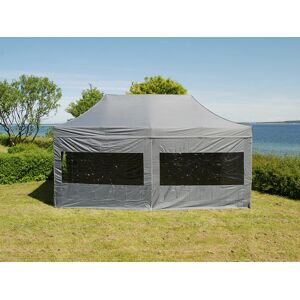 Dancover Faltzelt Faltpavillon Wasserdicht FleXtents PRO 3x6m Grau, mit 6 Seitenwänden