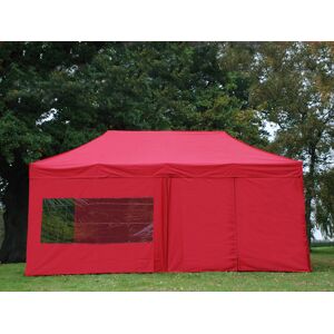 Dancover Faltzelt Faltpavillon Wasserdicht FleXtents PRO 3x6m Rot, mit 6 Seitenwänden