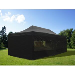 Dancover Faltzelt Faltpavillon Wasserdicht FleXtents PRO 4x8m Schwarz, mit 6 Seitenwänden