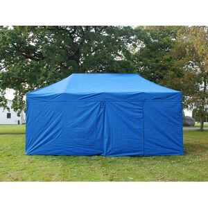 Dancover Faltzelt Faltpavillon Wasserdicht FleXtents PRO Steel 3x6m Blau, mit 6 Seitenwänden