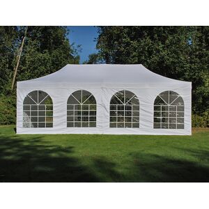 Dancover Faltzelt Faltpavillon Wasserdicht FleXtents Steel 4x8m Weiß, mit 4 Seitenwänden