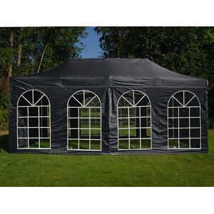 Dancover Faltzelt Faltpavillon Wasserdicht FleXtents Steel 4x8m Schwarz, mit 4 Seitenwänden