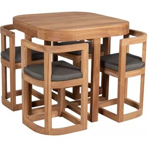 bene living Balkonset Watford Teak Tisch & 4 Stühle inkl. Sitzkissen